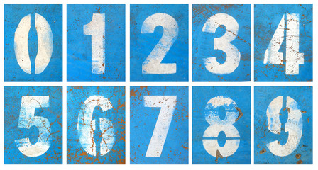 Numbers series on a blue wall
