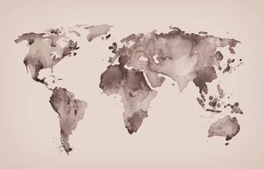  World map in old style in  format, brown graphics in a retro sty © shtiel