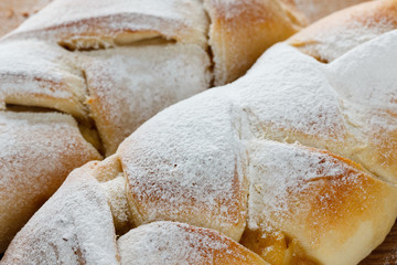 Ruddy roll with a stuffing from apple jam