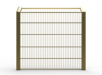 3d illustration of metal fence. white background isolated. icon for game web. 