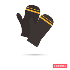 A pair of winter mittens color flat icon