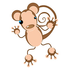 brown monkey with blue eyes. animal cartoon. vector illustration
