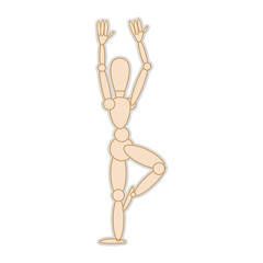 wooden body mannequin figure. movement pose. vector illustration