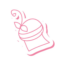 pink muffin sweet dessert bakery draw. vector illustration