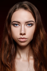 Fototapeta premium Close-up fashion portrait with evening makeup.