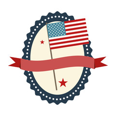 blue seal stamp with usa flag inside and stars. vector illustration
