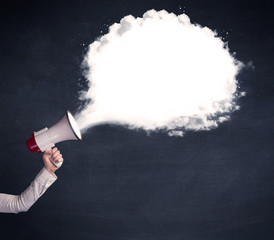 Megaphone with plain message cloud