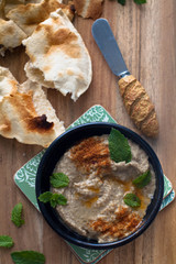 Baba ganoush- eggplant dip with pita bread 