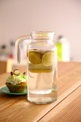 beautiful ice cream and drinks on the wooden table