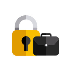 secure padlock lock with business icon vector illustration design
