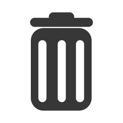 Trash can, rubbish bin or garbage silhouette. vector illustration