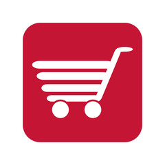 shopping cart. supermarket trolley on red background. vector illustration