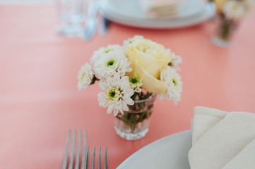 table set for wedding or another catered event