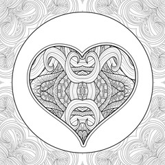 Decorative Love Heart on patterned background
