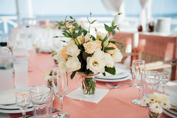 table set for wedding or another catered event