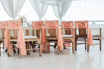 Wedding ceremony decoration at the sea