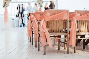 Wedding ceremony decoration at the sea