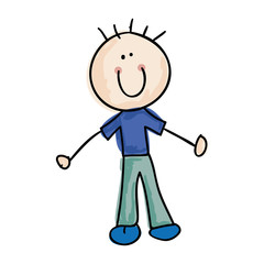 drawing boy smiling with colorful clothes cartoon. vector illustration