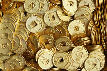 background of ancient Chinese coins.