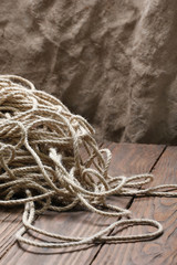 jute rope tangled close-up o