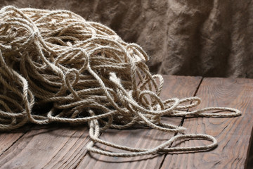 jute rope tangled close-up