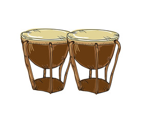Fototapeta na wymiar bongos drum musical instrument. traditional music element. vector illustration
