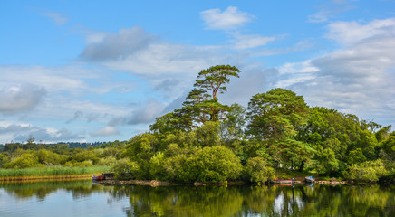 Fototapeta na wymiar Idyllic view of Ross Castle lake, Killarney, Ireland