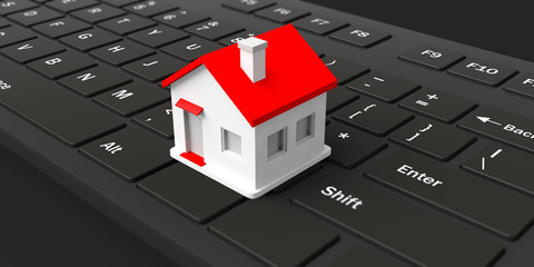 House on a keyboard. 3d illustration