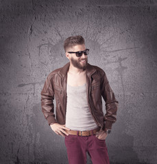 Stylish male with beard and sunglasses