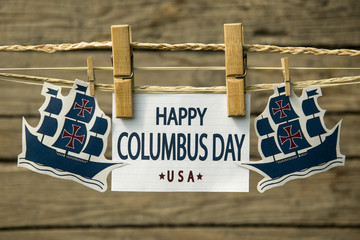 Obraz premium Happy Columbus day greeting card or background.
