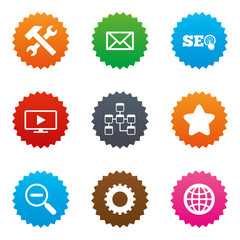 Internet, seo icons. Repair, database and star.