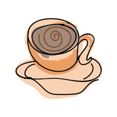 coffee mug beverage. caffeine drink drawn design. vector illustration