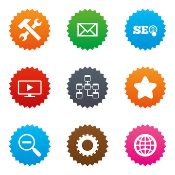 Internet, seo icons. Repair, database and star.
