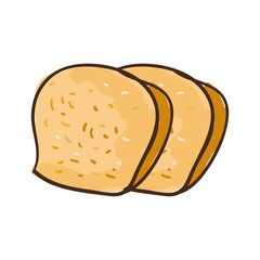 bread slice loaf food fresh breakfast toast vector illustration