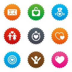 Love, valentine day icons. Target with heart.