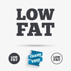 Low fat sign icon. Salt, sugar food symbol.