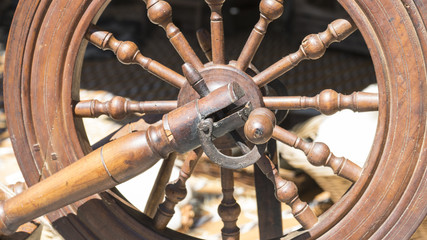 Vintage, traditional spinning wheel for wool yarn, craft ancient