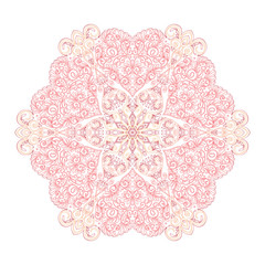 Colored decorative mandala with Love Hearts on white background