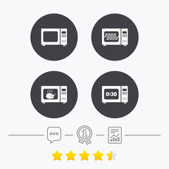 Microwave oven icons. Cook in electric stove.