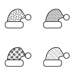 Black And White Christmas Hat Icon Set