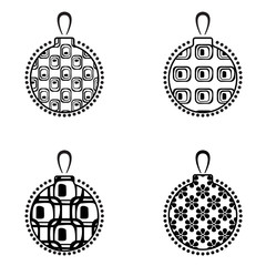 Christmas Ball Black And White Icon Collection