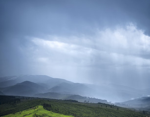 natural summer background with mountain view