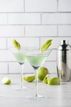 Fresh home made Apple Martini cocktails