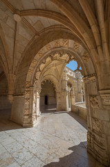 Fototapeta na wymiar Cloister view of the Jeronimos Monastery in Lisbon, Portugal