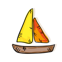 colorful sailboat sea ship. drawn design. vector illustration