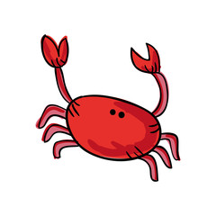 red crab sea animal cartoon. drawn design. vector illustration