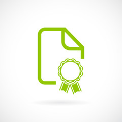 Green certificate diploma icon