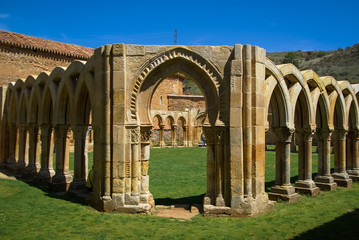 Ruined cloister of San Juan de Duero Monastery in Soria, Castill