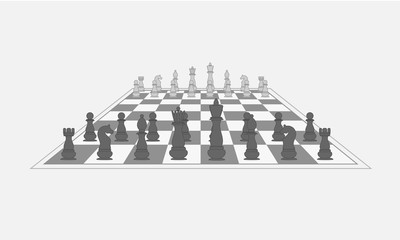 Chess pieces on the chess board. Vector