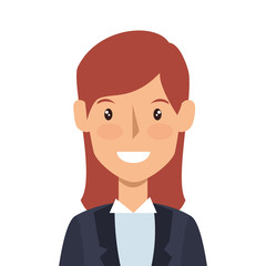 avatar woman face smiling cartoon wearing suit. female person. vector illustration